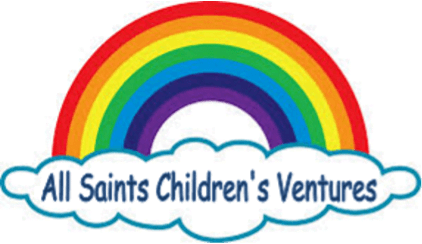 All Saints Childrens Ventures Nursery Crosby logo - rainbow with cloud below, containing nursery name