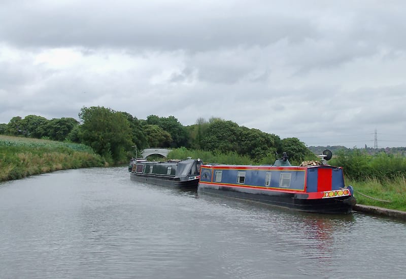 Moored narrowboats in Weaverham, Cheshire